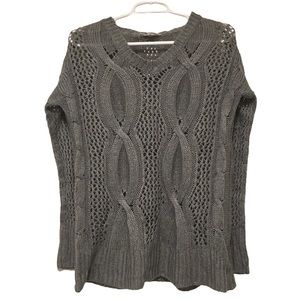 Gray Oversized Sweater Loose Knit Light Grey Cozy Unique Pink Rose Size Small